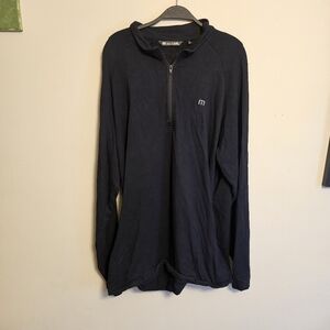 TravisMathew Black Long Sleeve Quarter Zip Pullover with Pockets XL